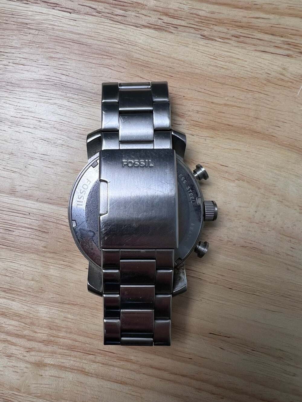 Fossil Men’s Chronograph Stainless Steel White Dial Date Watch Needs Battery - Picture 7 of 8